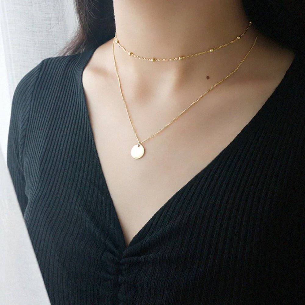 *NEW Gold/Sterling Silver Coin Layered Necklace - Picture 11 of 13
